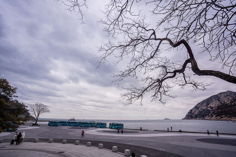 山东威海荣成成山头海域日出前的海岸实景